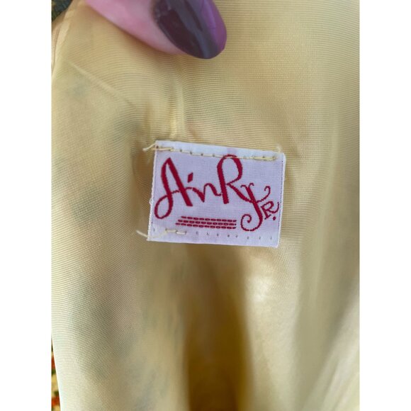 Vintage 1960s Yellow Floral Womens Blazer Skirt Set Ainr Jr Small - Picture 8 of 16